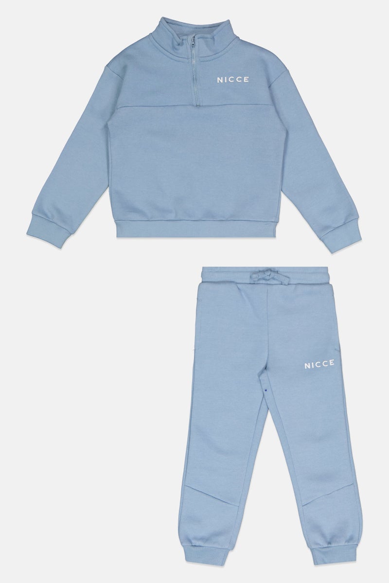 Nicce Toddlers Boy 2 Pcs Brand Logo Sweatshirt And Sweatpants Set, Light Blue - Image 2